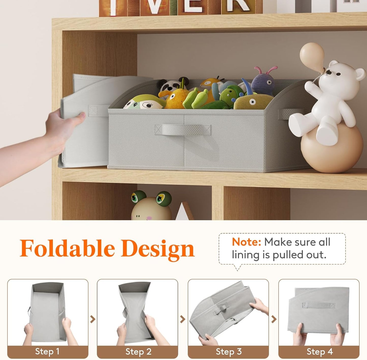 Lifewit Storage Baskets for Shelves, 6 Packs Non-woven Fabric Trapezoid Closet Organizer Bins with Handles, Foldable Clothing Containers Box for Clothes, Toy, Towel, Book, DVD, Hats, Medium-Light Grey