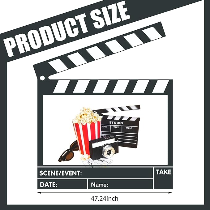 Movie Night Party Decorations Large Movie Night Photo Decorations, 25.59 x 15.75 Inch Theme Film Backdrop Decor Supplies for Theater Film Themed Birthday Party