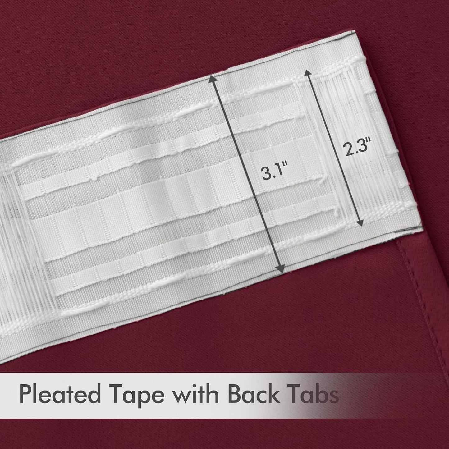 MIULEE Wine Red Back Tab Blackout Curtains 108 Inch Long 2 Panels Set for Bedroom, Rod Pocket/Pinch Pleat Extra Long Thermal Insulated Living Room Darkening Pleated Light Blocking Drapes