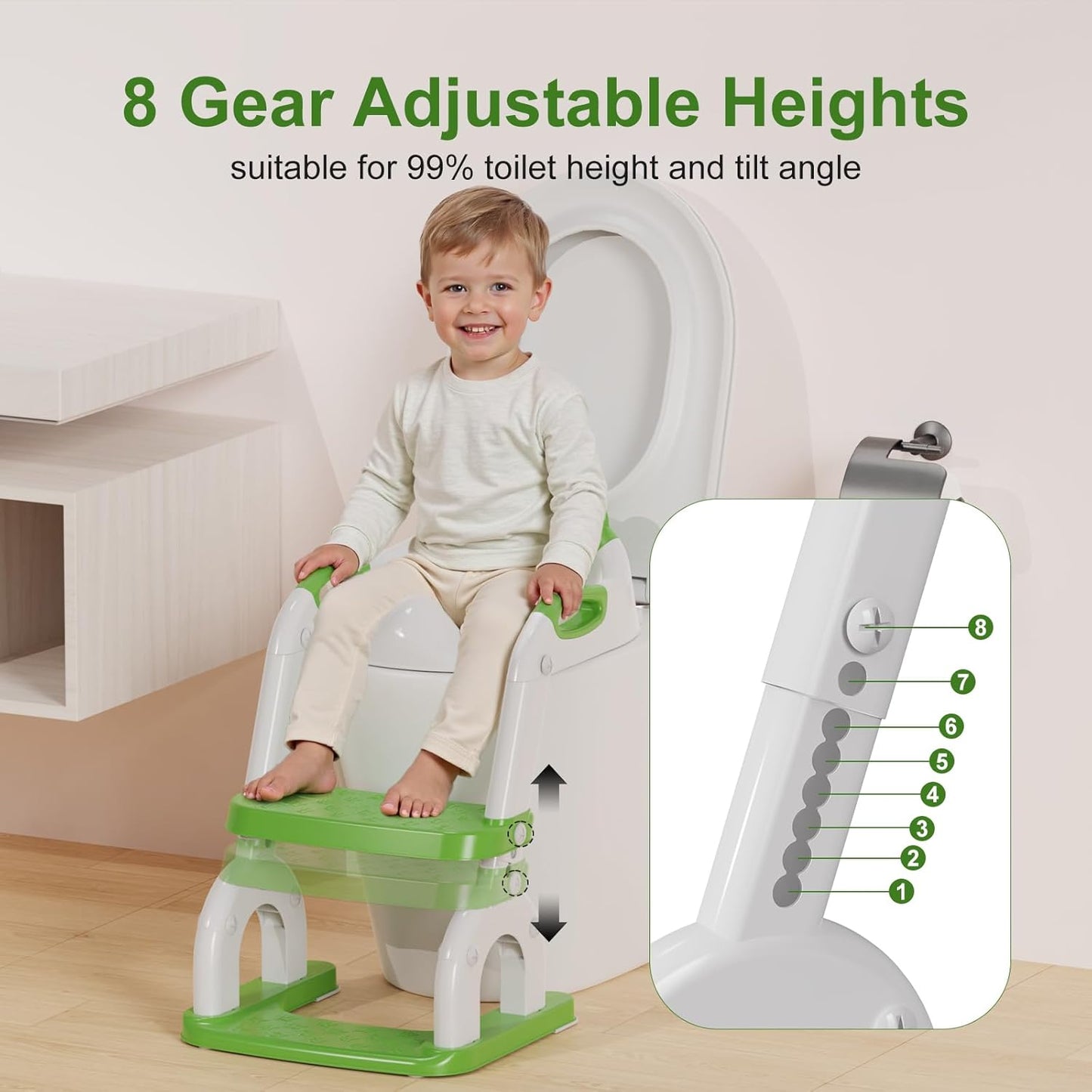 Potty Training Seat with Step Stool Ladder, Upgraded 2-in-1 Toddler Potty Training Toilet Seat with Non-Slip Step Splash Guard Handles and Waterproof Cushion, Toddler Potty Seat for Kids Boys Girls