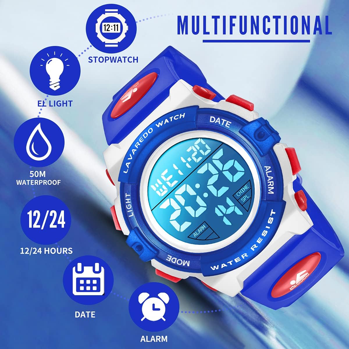 Kids Watch,Boys Watch for 3-15 Year Old Boys,Digital Sport Outdoor Multifunctional Chronograph LED 50 M Waterproof Alarm Calendar Analog Watch for Children with Silicone Band,Kids Gift