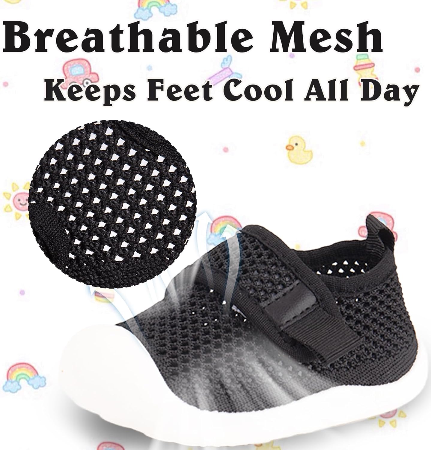 Baby First-Walking Shoes 1-4 Years Kid Shoes Trainers Toddler Infant Boys Girls Soft Sole Non Slip Cotton Canvas Mesh Breathable Lightweight TPR Material Slip-on Sneakers Outdoor