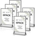 Acrylic Sign Holder 8.5X11 Clear Sign Holder,Double Sided Flyer Holder, Table Menu Holder Display Stand for Wedding Table Number Black (6pcs)