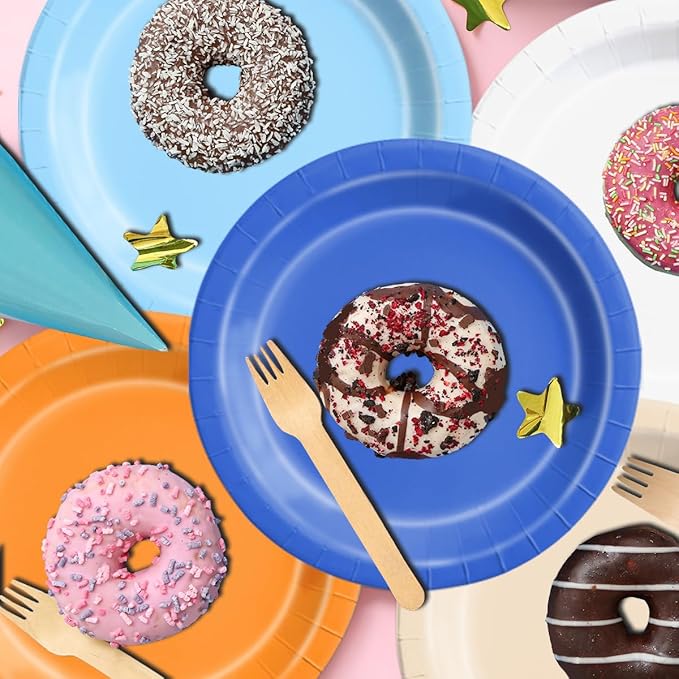 CMUSKO Blue and Orange Party Decorations - 60pcs Orange Light Blue Dog Theme Plates & Napkins Kit for Boy Baby Shower,Birthday