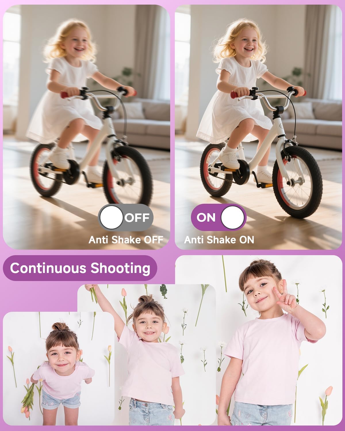 Digital Camera, 44MP FHD 1080P, 16X Zoom, 32GB SD Card, Compact Camera for Kids Teens Adults, Purple