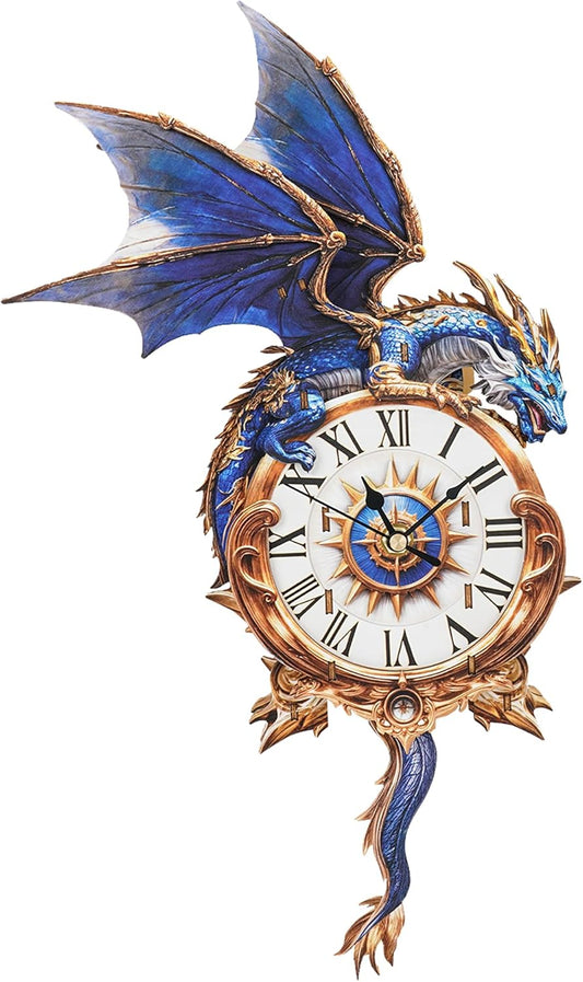 Cutywood 3D Puzzles for Adults Clock-Blue Dragon Design Model Kit-Mechanical DIY Pendulum Clock with Roman Numerals-Desk Home Office Decor Personalized Gift for DIY Lovers
