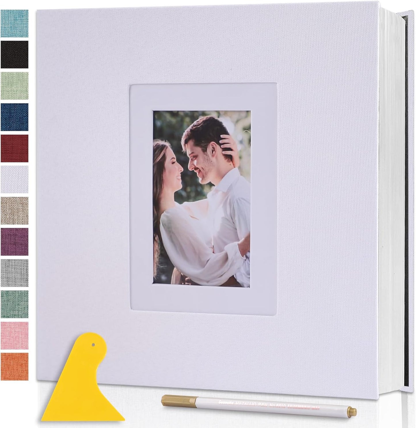 Photo Album Self Adhesive Pages Scrapbook Large Magnetic Photo Albums with Sticky Pages Scrapbooks for Wedding Baby for 4x6 5x7 8x10 Picture Photo Books 11x10.6 White 40 Pages