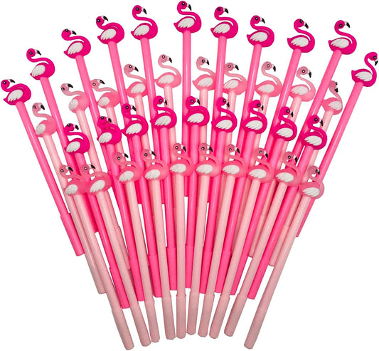 40 Pcs Cute Flamingo Gel Ink Pens - 0.5 mm Black Ink, Fun Kawaii Animal Pens for Kids, School, Office, Home Supplies & Party Favors