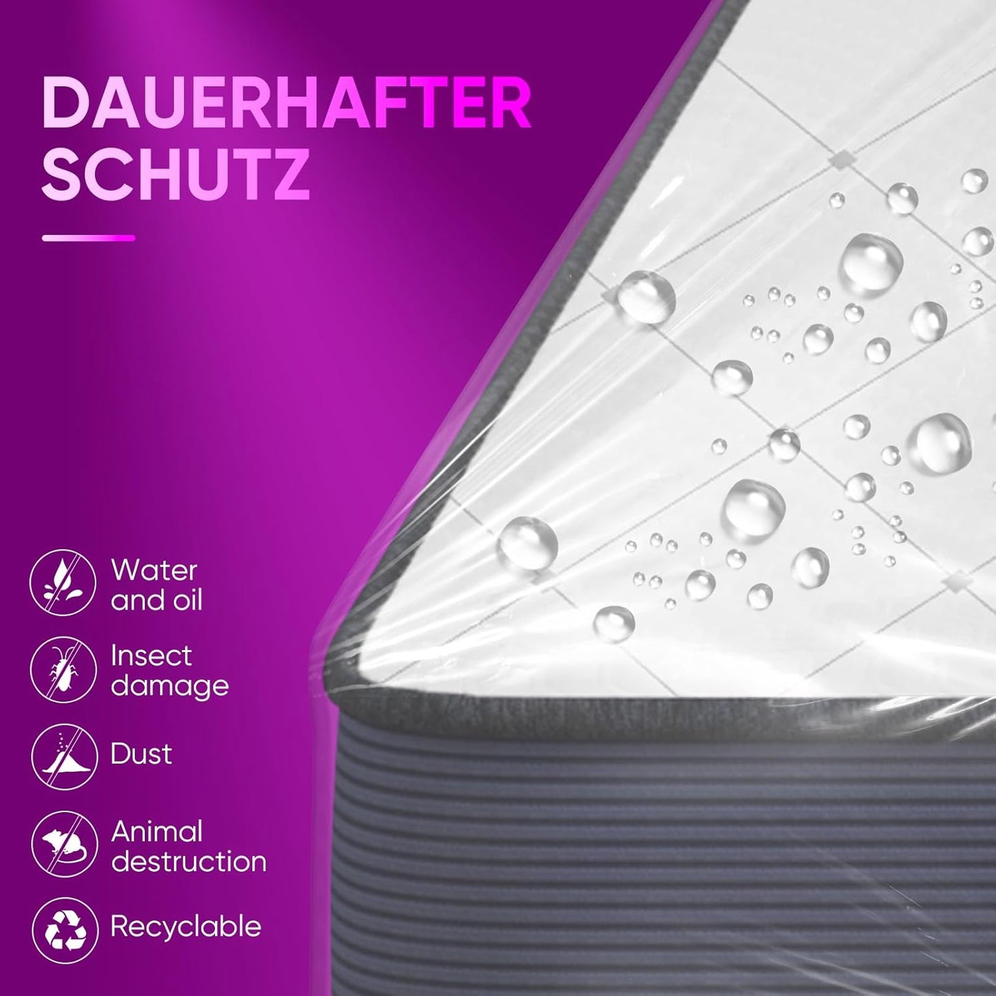 ZCHENBS® – Mattress Bags for Moving and Storage,Mattress Bag with Zippers,5 Mil Ultra-Thick Bed Bag,Waterproof,Anti-Tear,Heavy-Duty Mattress bag (Tansparent/Purple, Full/Full XL-(2 Pack))