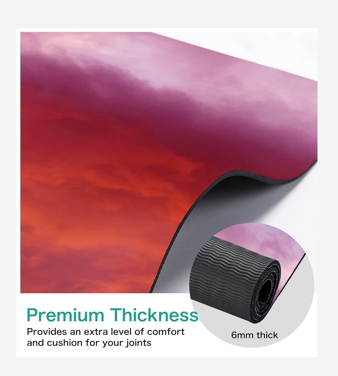 Non Slip Yoga Mat TPE Workout Mat for Men Women, Thick Workout Mat with Carrying Strap, Fitness Mats for Exercise, Yoga, Fitness, Pilates, Floor Workouts (72" x 24" x 6mm)