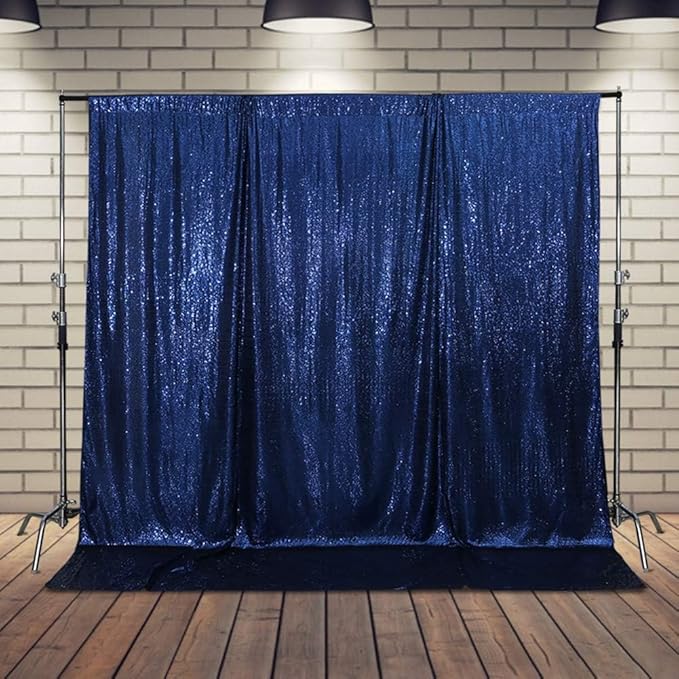 Juya Delight Navy Blue Sequin Backdrop Curtain 6FT X 6FT Glitter Shimmer Photo Backdrop Curtains for Birthday Party Birthday Decoration