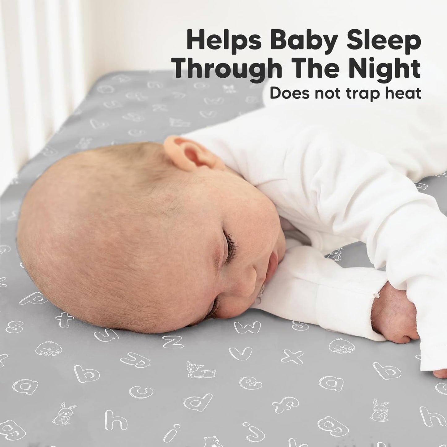 KeaBabies 2-Pack Organic Crib Sheets for Boys, Girls - 52x28 Fitted Crib Mattress Sheet Neutral, Breathable Jersey Cotton Cover for Baby Bed, Toddler Mattress, Soft & Cute Prints (ABC Land Cloud)