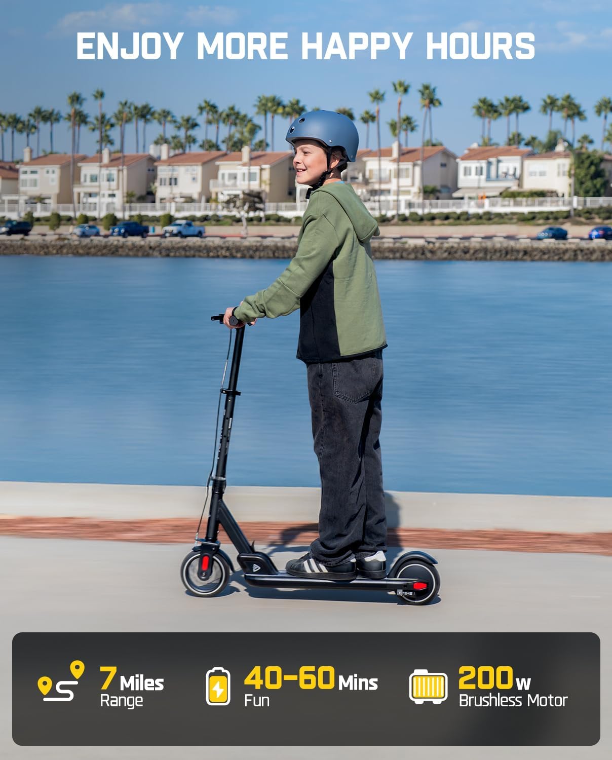 FanttikRide T9 Electric Scooter for Kids 4.3-5.6 ft, 7/10/12 MPH, LED Battery Level, Height Adjustable and Foldable, Electric Scooter for Kids, for Teenager, Up to 40 mins