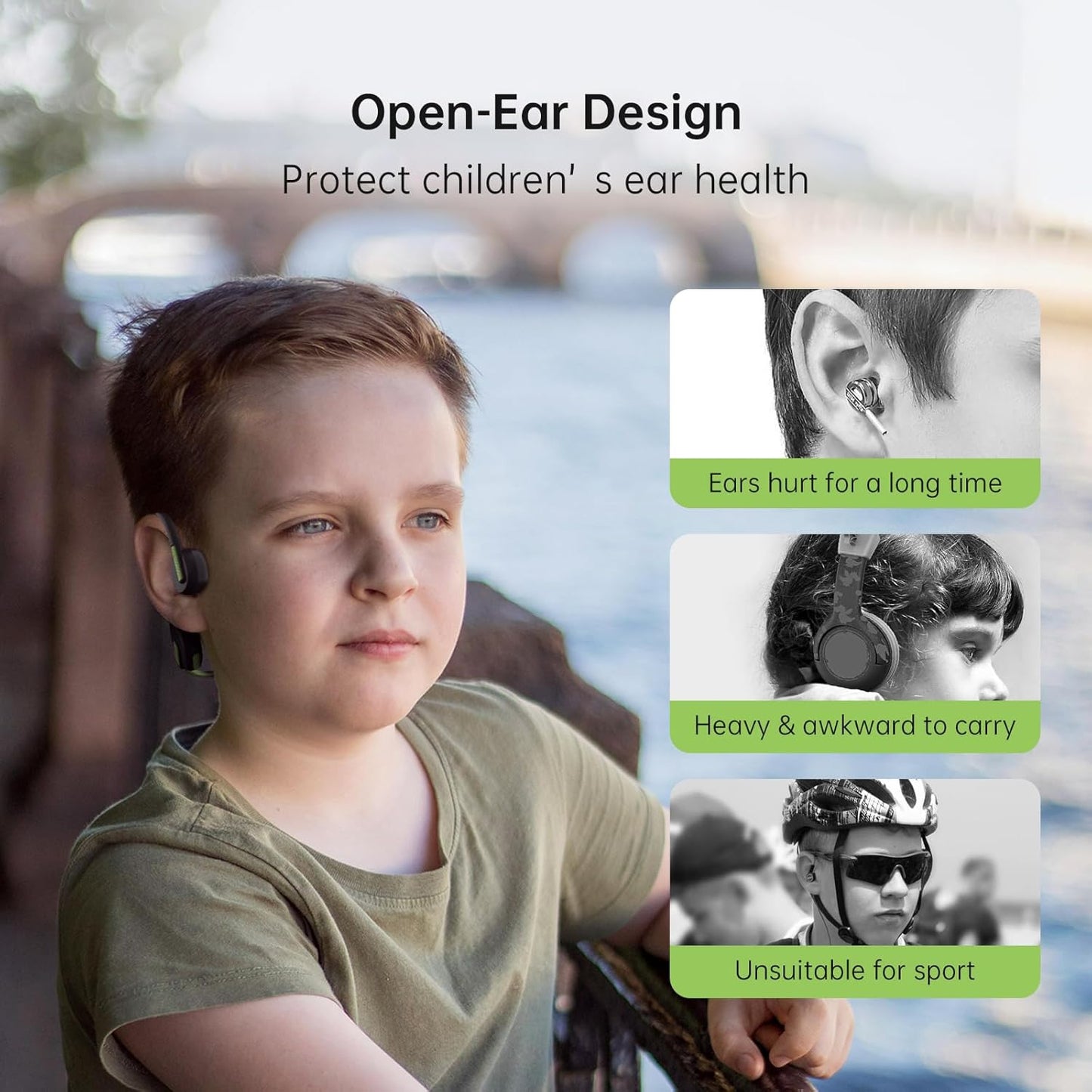 LOBKIN Kids Headphones Open Ear,Bluetooth 5.3 Air Conduction Wireless Lightweight Kids Earbuds IPX5 Waterproof with Microphone for School,Home and Outdoor Activities Gifts for Boys Girls