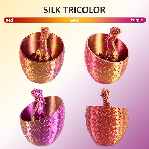 Geeetech Silk PLA Tri Color Filament 1.75mm 3D Printer Filament, Coextrusion Red Gold Purple Tri-Colors Metal-Like Shiny Silk PLA Filament, 1kg (2.2lbs) 1 Spool, Dimensional Accuracy +/- 0.02 mm