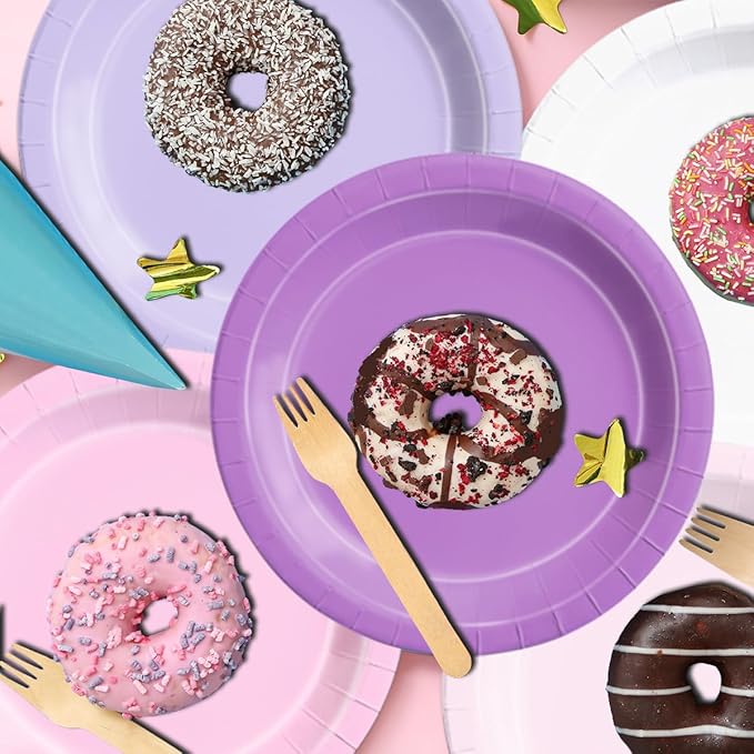 CMUSKO Pink and Purple Decorations-60Pcs Purple Pink Plates and Napkins Lavender Light Pink Tableware Birthday,Birthday,Wedding