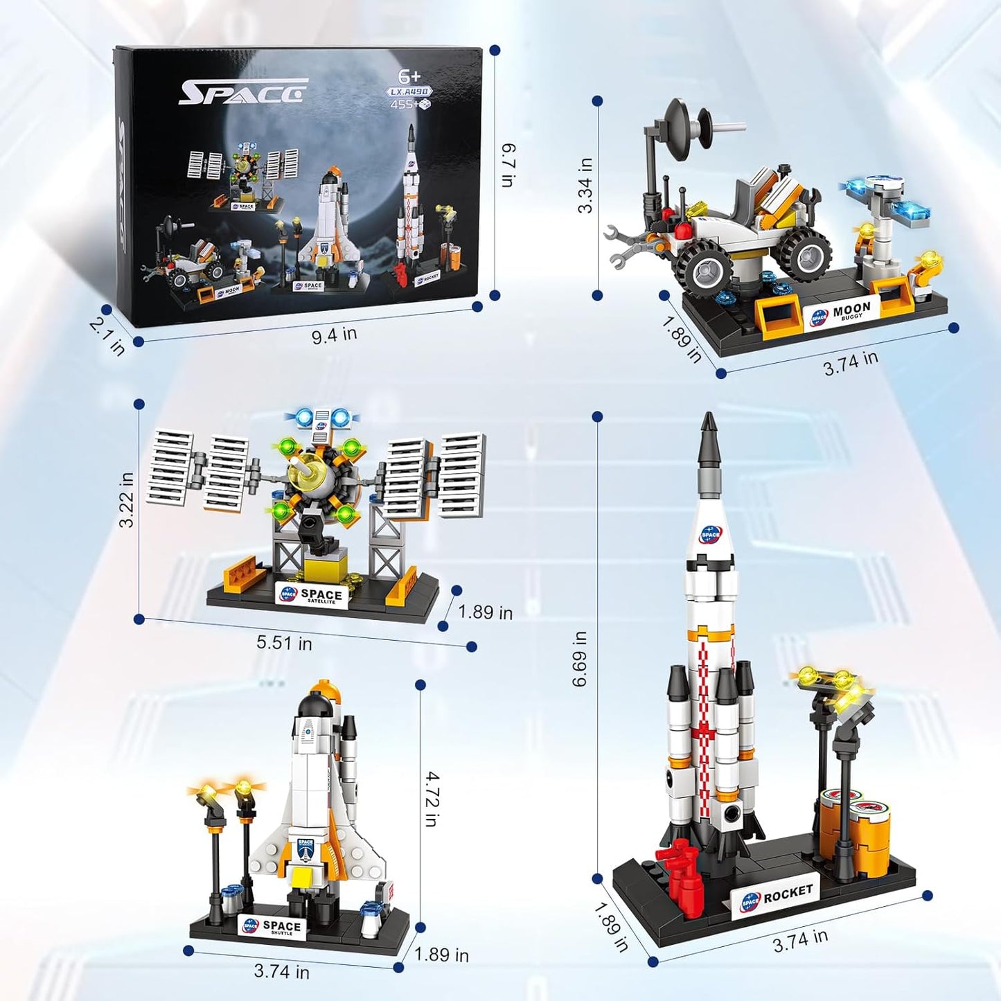 Space Exploration Shuttle Toys for Boys, STEM Aerospace Building Kit Toy with Rocket, Space Shuttle, Moon Buggy and Satellite, Best Gifts for 6, 7, 8, 9, 10+ Year Old Boys (415 PCS)