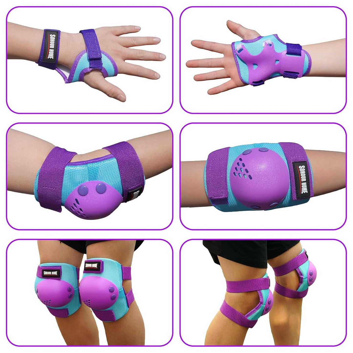 Youth/Kids Knee Pads Elbow Pads Wrist Guards Protective Gear Set for 3-15 Years Child Roller Skates, Skateboard, Cycling, Inline Skating, BMX Bike, Balance Bike, Scooter Riding and Other Outdoor Sports