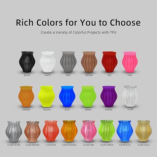 Geeetech TPU Filament 1.75mm, Shore 95A – Flexible 3D Printer Filament with High Elasticity, 1KG (2.2lbs) Spool, Dimensional Accuracy ±0.03mm, Fits Most FDM Printers (Black)