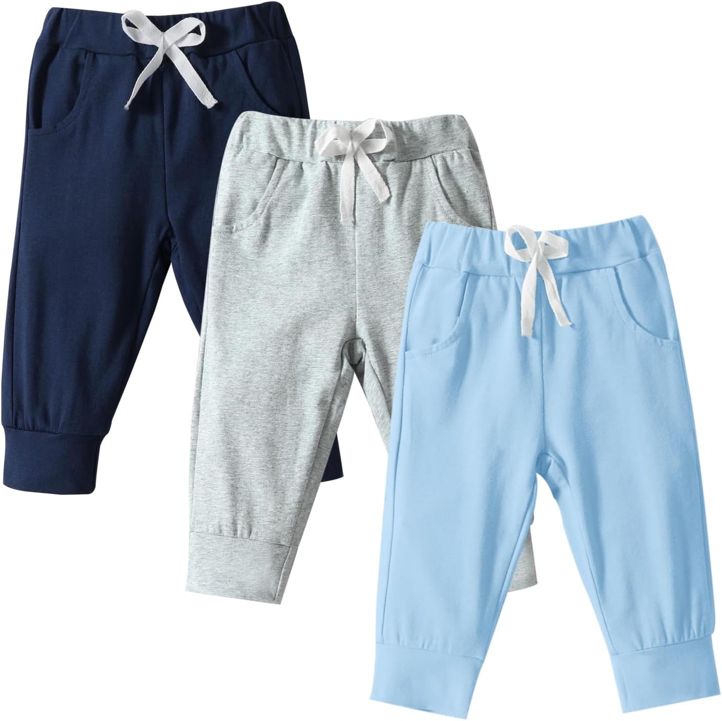 DREAM BUS Pack of 3 Toddler Jogger Pants with Pocket Toddler Boy Sweatpants Baby Boy Pants Infant Newborn Leggings