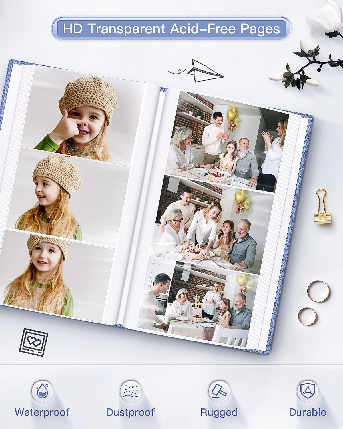 popotop Photo Album 4x6-300 Photos Linen Cover Photo Books with 300 Horizontal Pockets,Slip-in Picture Albums for Family Wedding Anniversary Baby Vacation Pictures