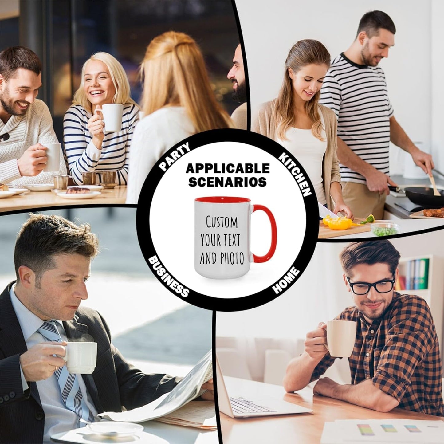 Ship Next Day Custom Mug Design Your Own Photo Text Personalized Picture Gifts for Women Men Customized Gifts Idea Personalized Coffee Mugs 11oz Red Handle