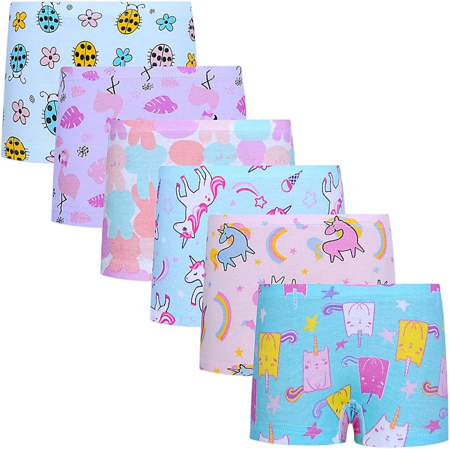 Cczmfeas Girls Hipster Cotton Underwear Boyshort Panties 6 Pack