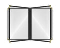 Goodsmart Restaurant Menu Covers - 25 Pack Black 8.5" x 11", 4-Page/8-View, Side-Loading Vinyl Menu Holders with Clear Sleeves, Double-Stitched, Leather-Style Café Covers, Morning Menu Homeschool