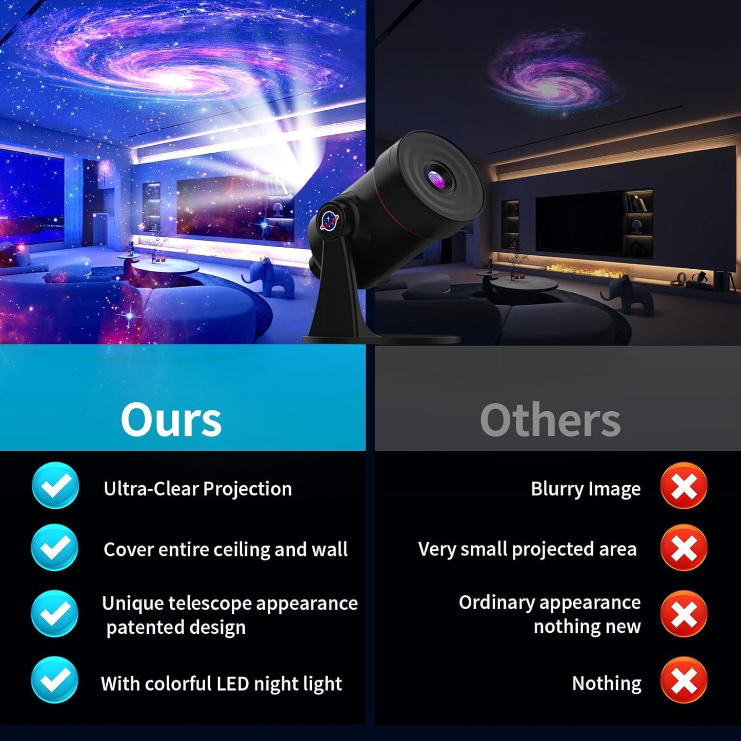 [2025 8th Gen] Star Projector, Galaxy Projector for Bedroom Night Light with Timer, Mood Lighting, Solar System Realistic Space Planetarium Projector Moon Lamp, Room Decor for Ceiling Kids Adults
