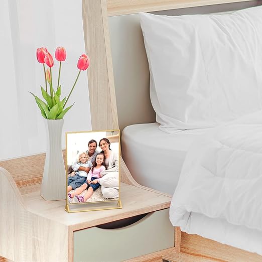 NIUBEE 6Pack 8.5 x 11 Acrylic Sign Holder with Gold Frames and Vertical Stand, Ideal for Display Wedding Table Numbers, Double Sided Picture, Clear Photos, Menu Holders