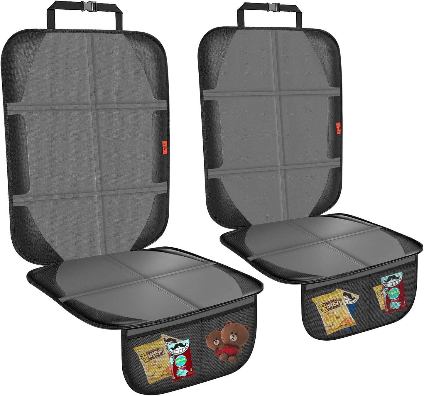 Car Seat Protector,2 Pack Automotive Seat Protectors Baby Carseat Pad Waterproof & Durable 600D Fabric for Child Baby Car Seat Mat Vehicle Pet Cover 2 Storage Pockets (2 Pack Gray)