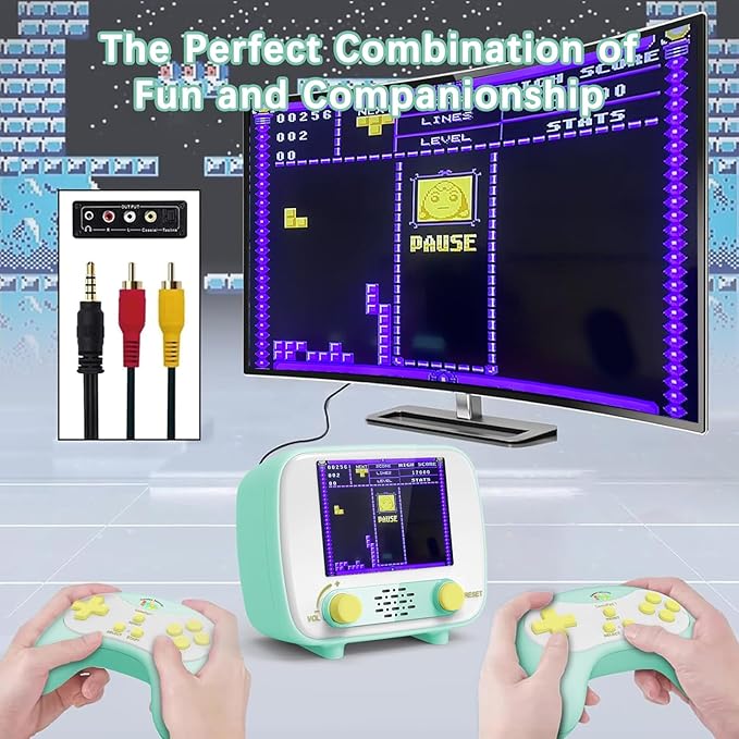 Handheld Game Console, Retro Mini Arcade Machine, 2.8 Inches, (One Player Game 216 Classic Games, Two Player Game 84 Classic Games), Supports for Handheld Controller & AV Output Connection TV