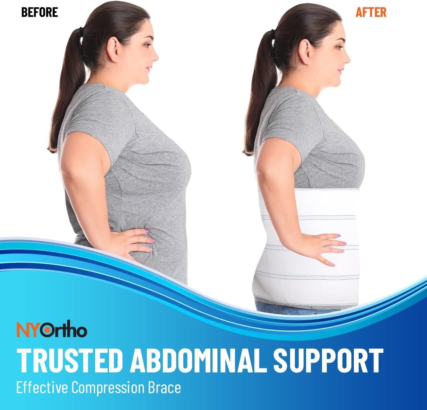 NYOrtho Bariatric Abdominal Binder,12-Inch Wide Elastic Belly Wrap for Plus-Size Men and Women,Post-Surgery Stomach Compression Garment for Hernia Surgery, Natural Birth, Abdominal Injuries