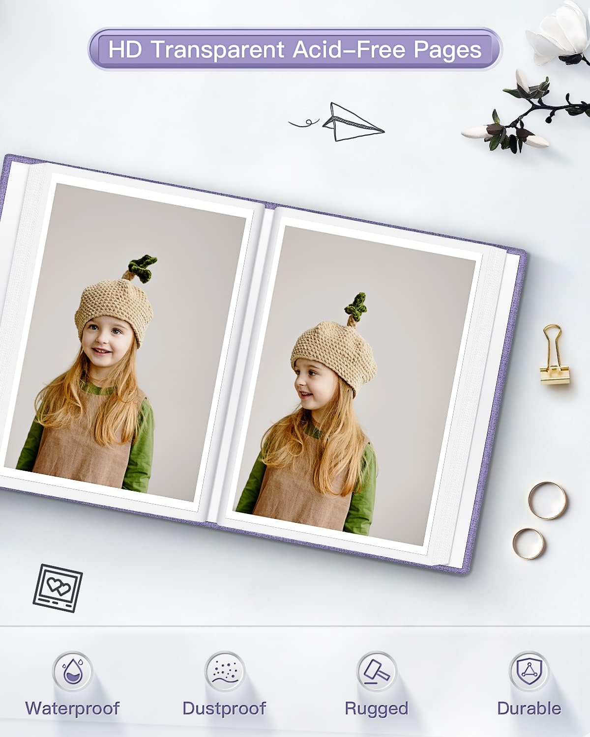 popotop Photo Album 4x6-100 Photos Photo Books with 100 Vertical Pockets,Linen Cover Albums for Family Wedding Anniversary Baby Vacation Pictures