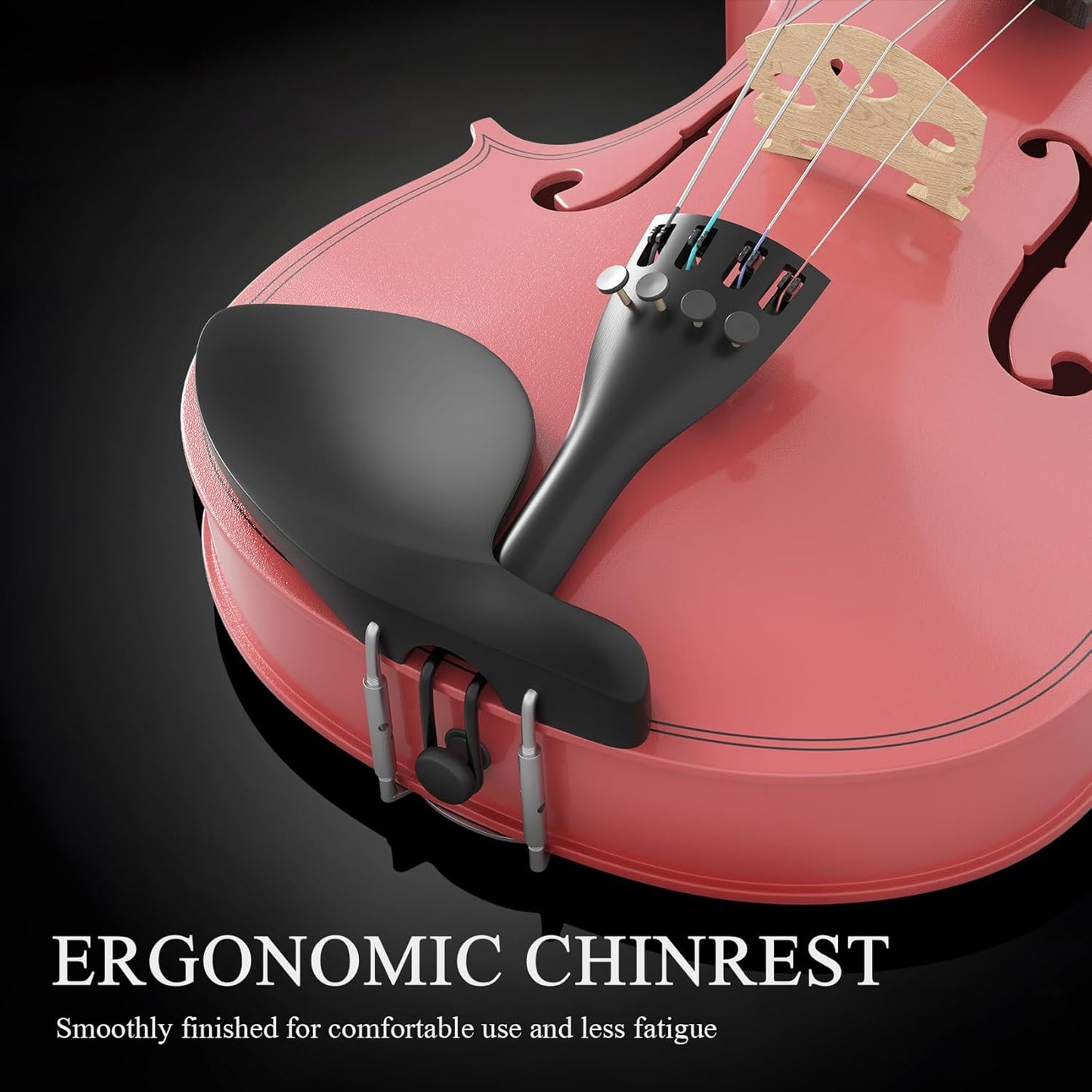 4/4 Beginner Violin for Adults, Complete Full Size Violin Kit with Portable Case, Bow, Rosin, Pink