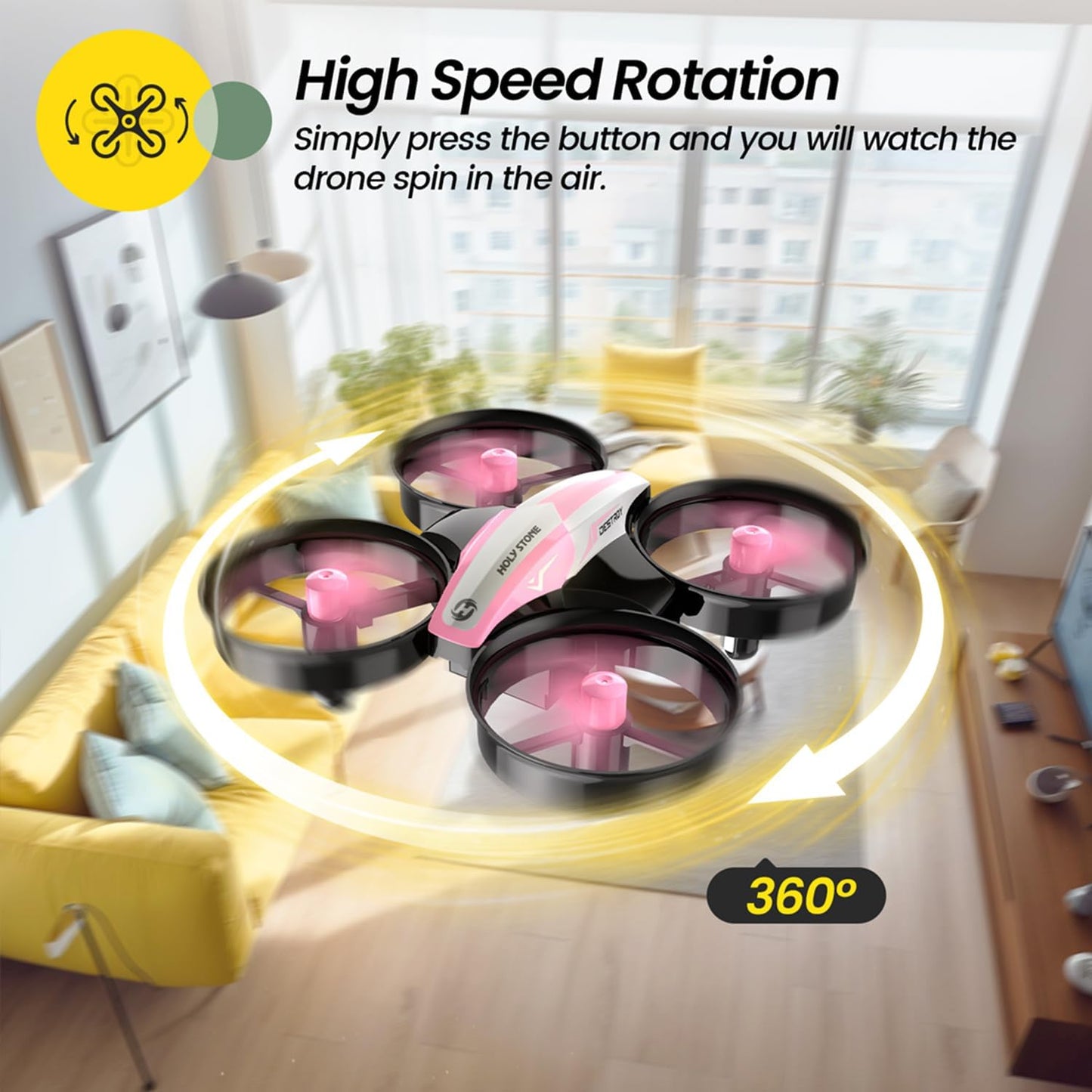 Holy Stone HS210 Mini Drone for Kids 8-12 and Beginners, RC Nano Quadcopter Indoor Drone with Circle Fly, Auto Hovering, 3D Flip, and Headless Mode, Great Gift Toy for Boys and Girls, Pink