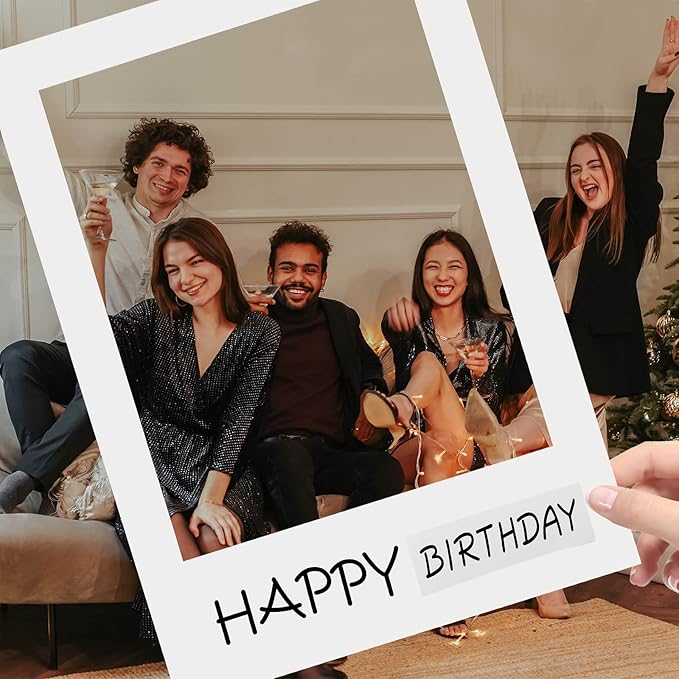LUOEM Happy Birthday Party Frame Photo Prop Birthday DIY Paper Picture Frame Cutouts Photo Booth Props for Party Supplies