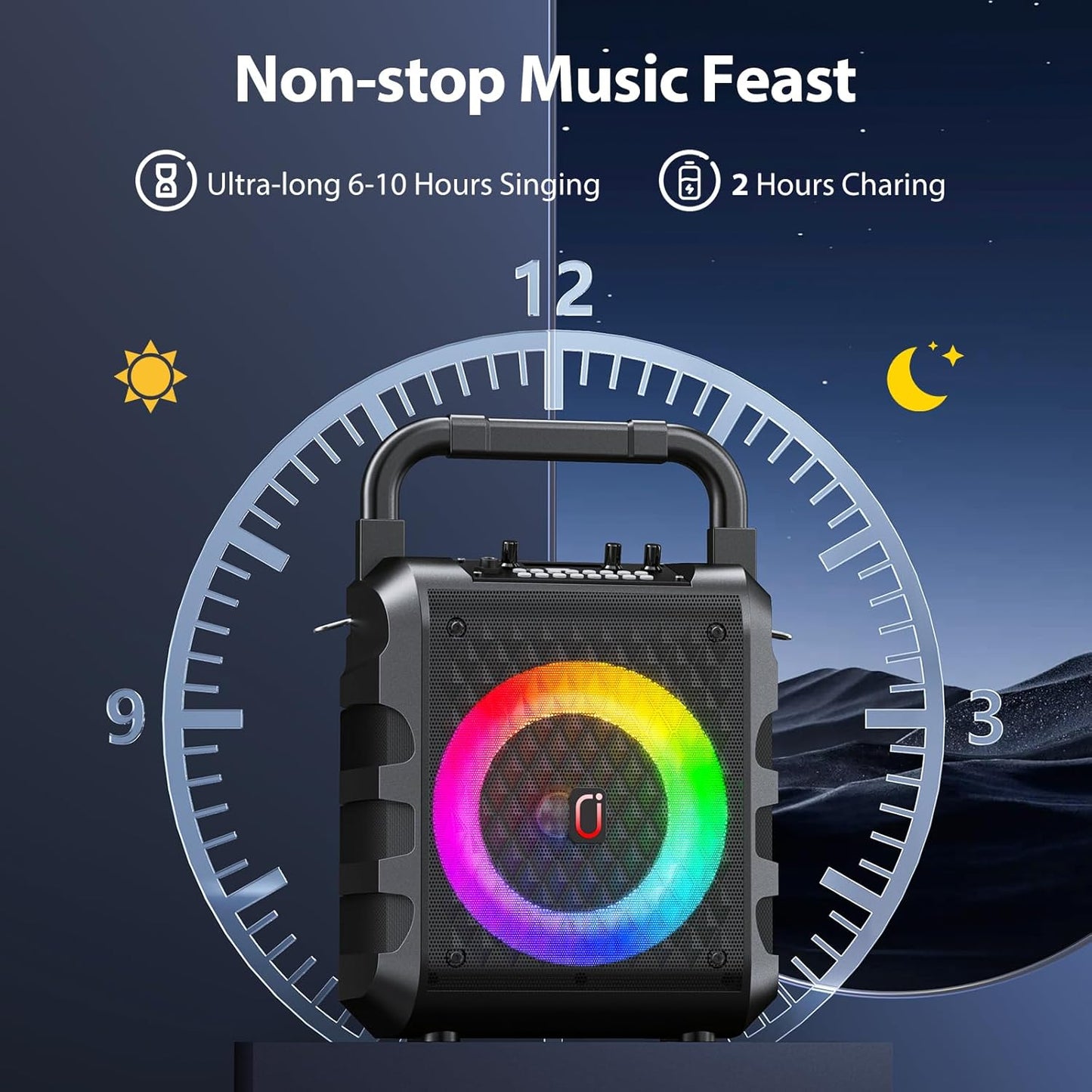 Karaoke Machine with 2 Wireless Microphones, 【2025 Upgraded 20W 6.5"Subwoofer】Portable Bluetooth Karaoke Speaker for Adults & Kids, Karaoke Microphone with PA System, Party Light, Support USB/TF/AUX