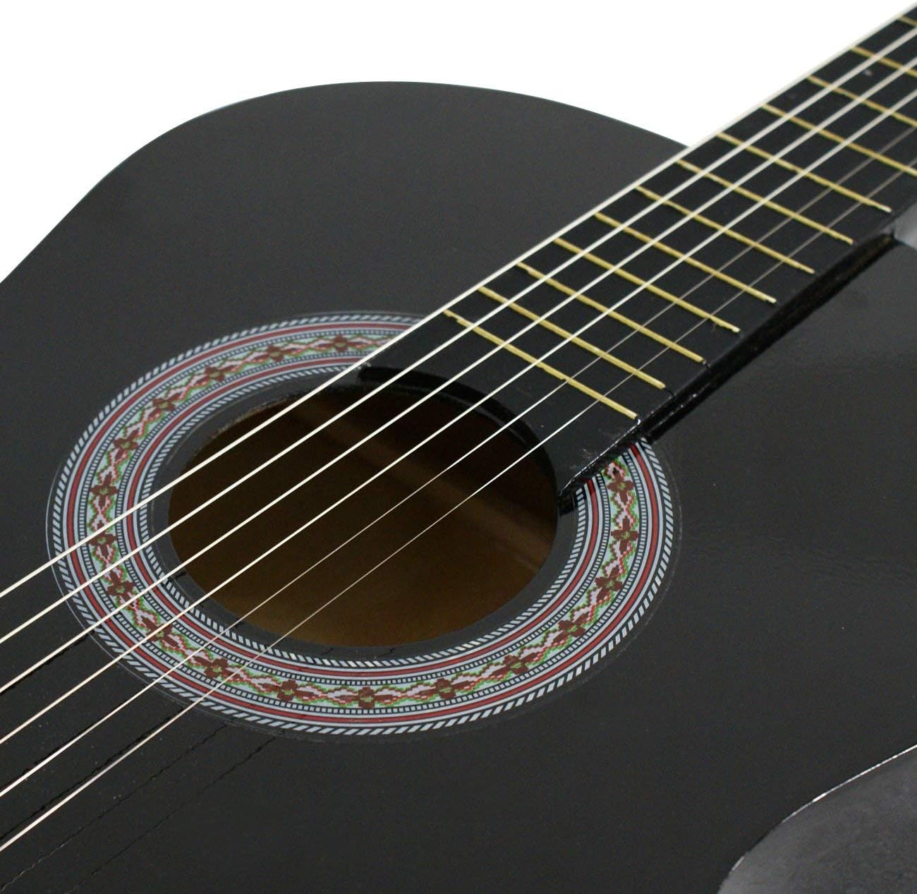 Smartxchoices 6 String 38" Acoustic Guitar Bundle with Gig Bag Strap Pitch Pipe Extra Strings Set Pick for Beginners Starter Kids Girls Youths Students Right-handed (Black)