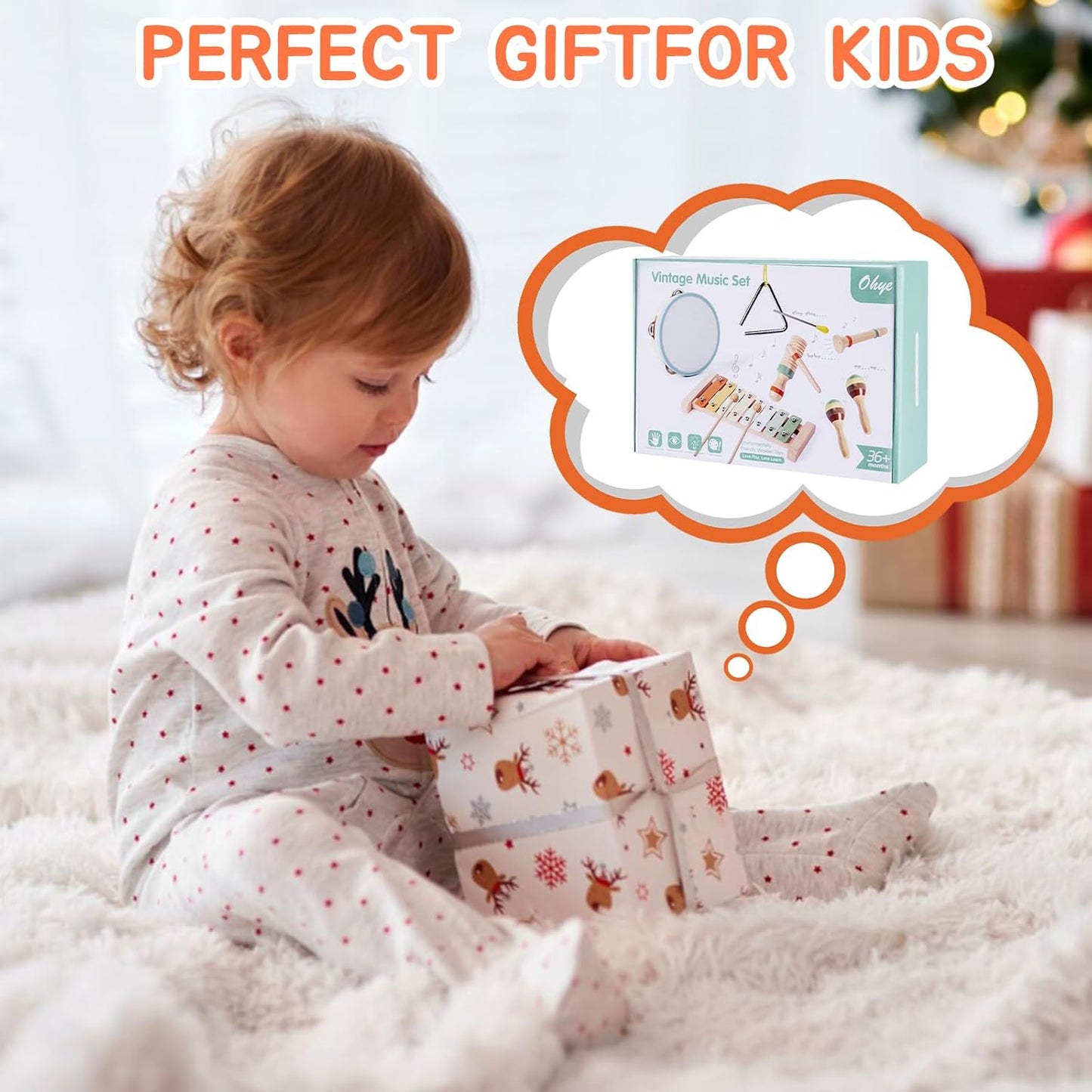 Baby Musical Instruments Set-Montessori Wooden 36 Month Old Baby Musical Toys ,3 4 5 Year Old Baby Girls Boys Birthday Gifts
