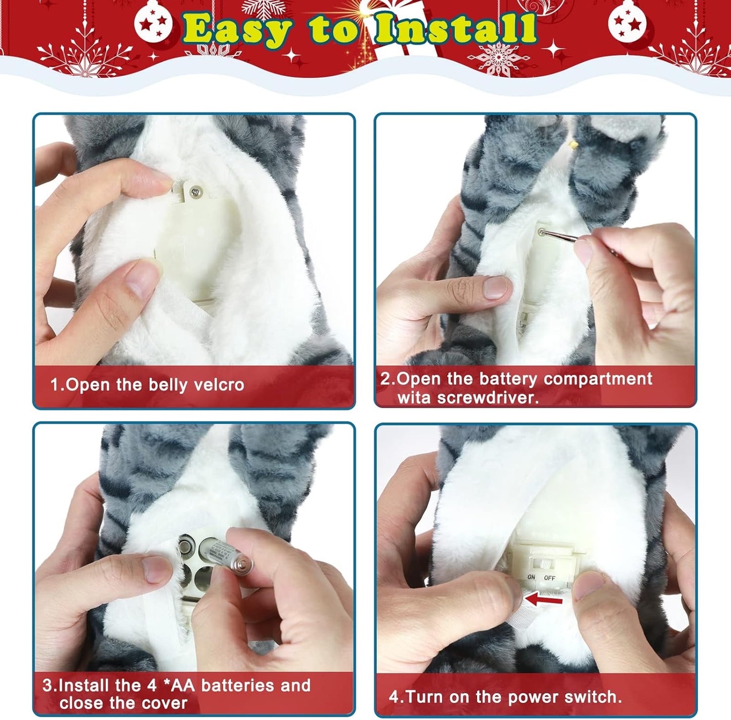 Plush Interactive LED Robotic Kitten, Electronic Pet, Animated Toy Cats for Girls & Kids