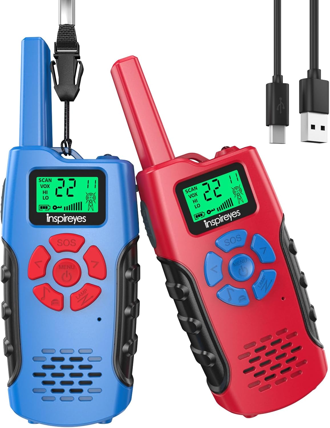 Walkie Talkies for Kids Rechargeable,Toys for Boys and Girls Ages 3-12, 2 Pack Long Range 2-Way Radios, Birthday Gifts,Christmas Stockings, Outdoor Play, Family Games, Hiking Camping Gear