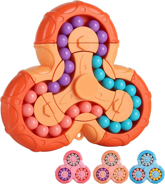 Magic Bean Rotating Cube, Rotating Finger Fidget Puzzle Toy,Boys Girl Handheld Spinner Stress Anxiety Relief Ball Game Sensory Toys,Gift for Kids Ages 3 Above Christmas Birthday Easter