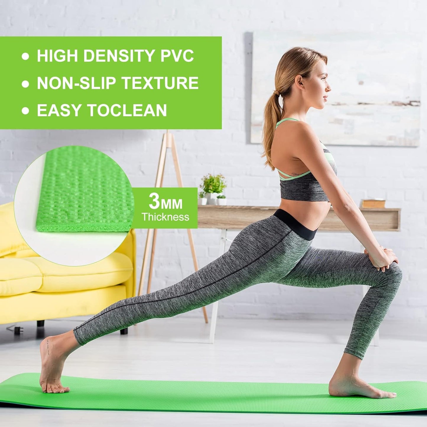 Funtery 16 Pack 3 mm Thick Yoga Mat Exercise Workout Mat Non Slip Fitness Pad for Women Gym Home Yoga Pilates