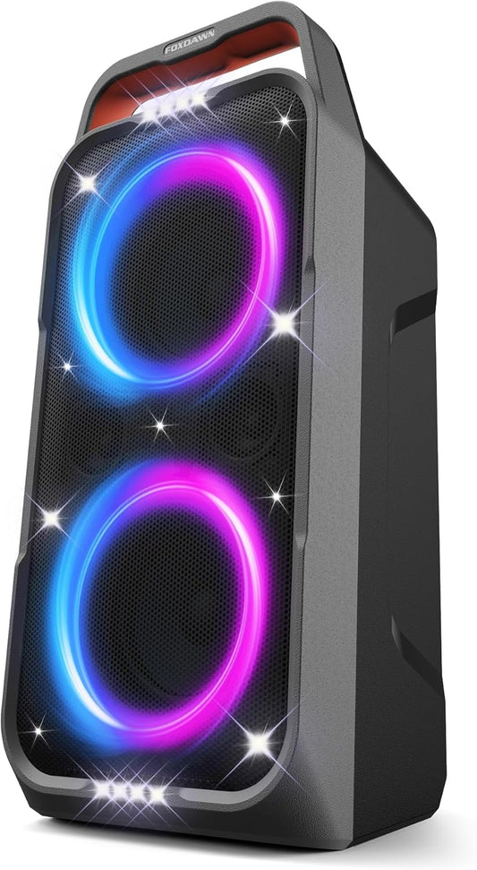 Portable Bluetooth Speaker: 240W Peak Powerful Loud Sound Deep Bass Wireless Boombox Large Subwoofer 15 Hours Battery Life Fast Charging with Led Light Show for Party Outdoor Camping Backyard