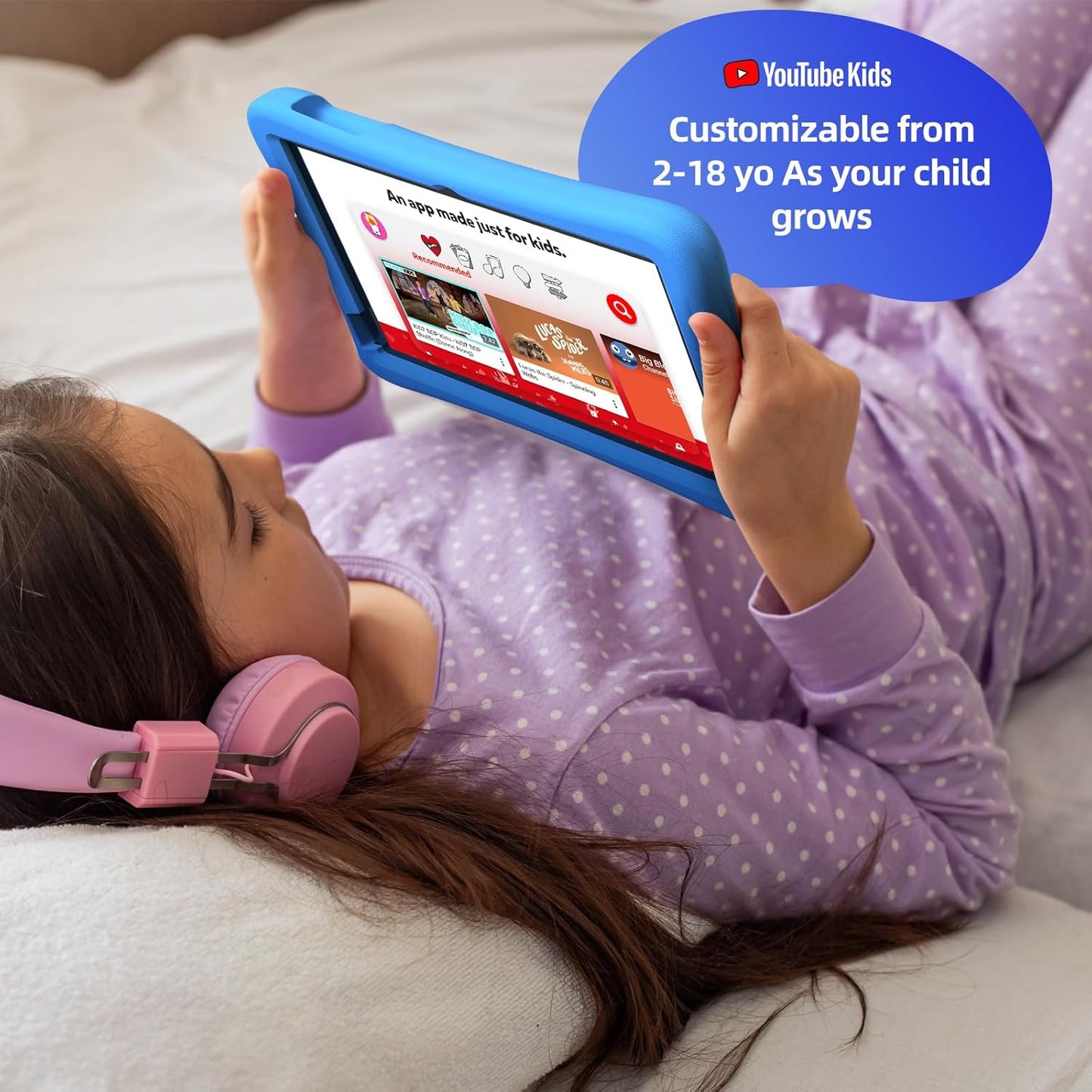 plimpton 2025 Upgraded Kids Tablet, 10 Inch Android 14 Tablet for Kids with Case Included, Octa-Core, Google Kids Space, Parental Control, 4GB+64GB, WiFi, BT5.3, YouTube, Great Gift for Toddler(Blue)