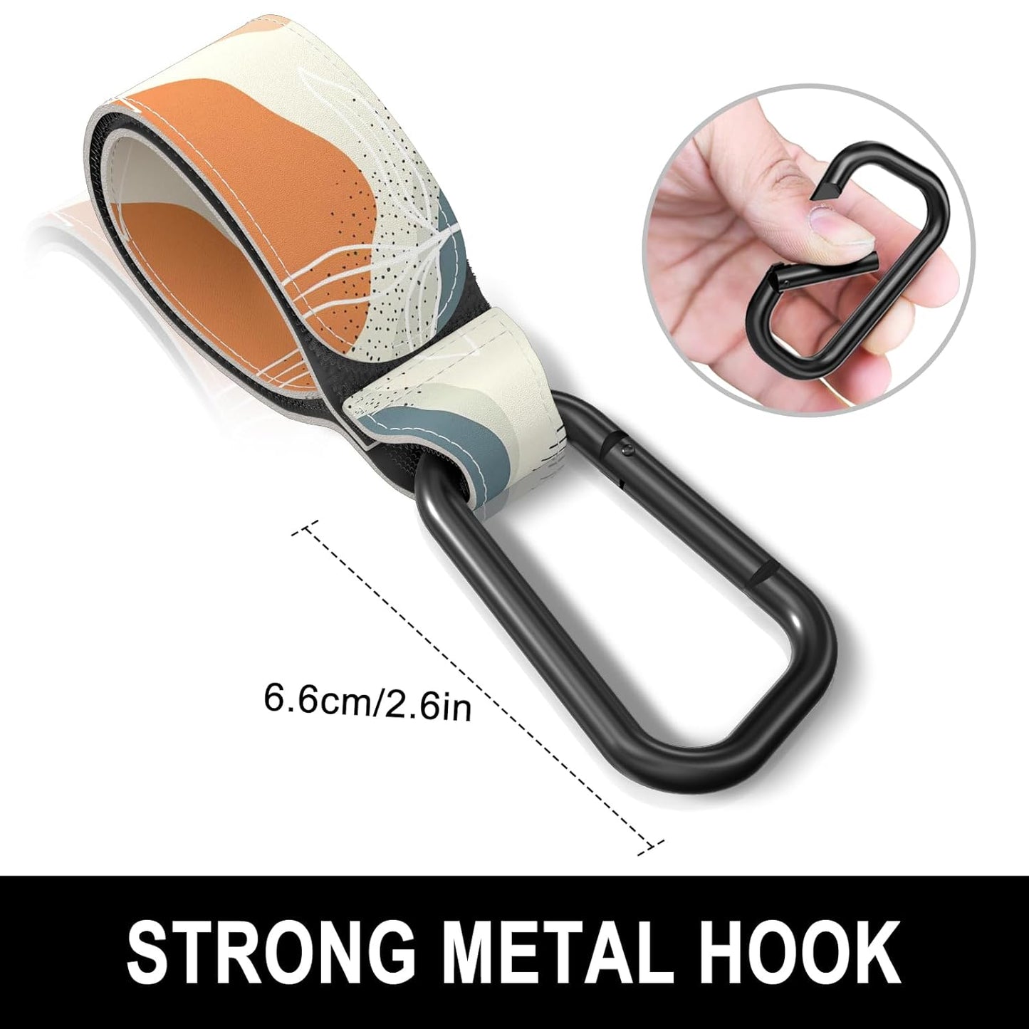 Baby Stroller Hooks for Hanging Bags, Universal Stroller Clips Accessories, Mommy Hook for Diaper Bag, Shopping Cart, Purse, Backpack - 2 Pack, Boho Leaf