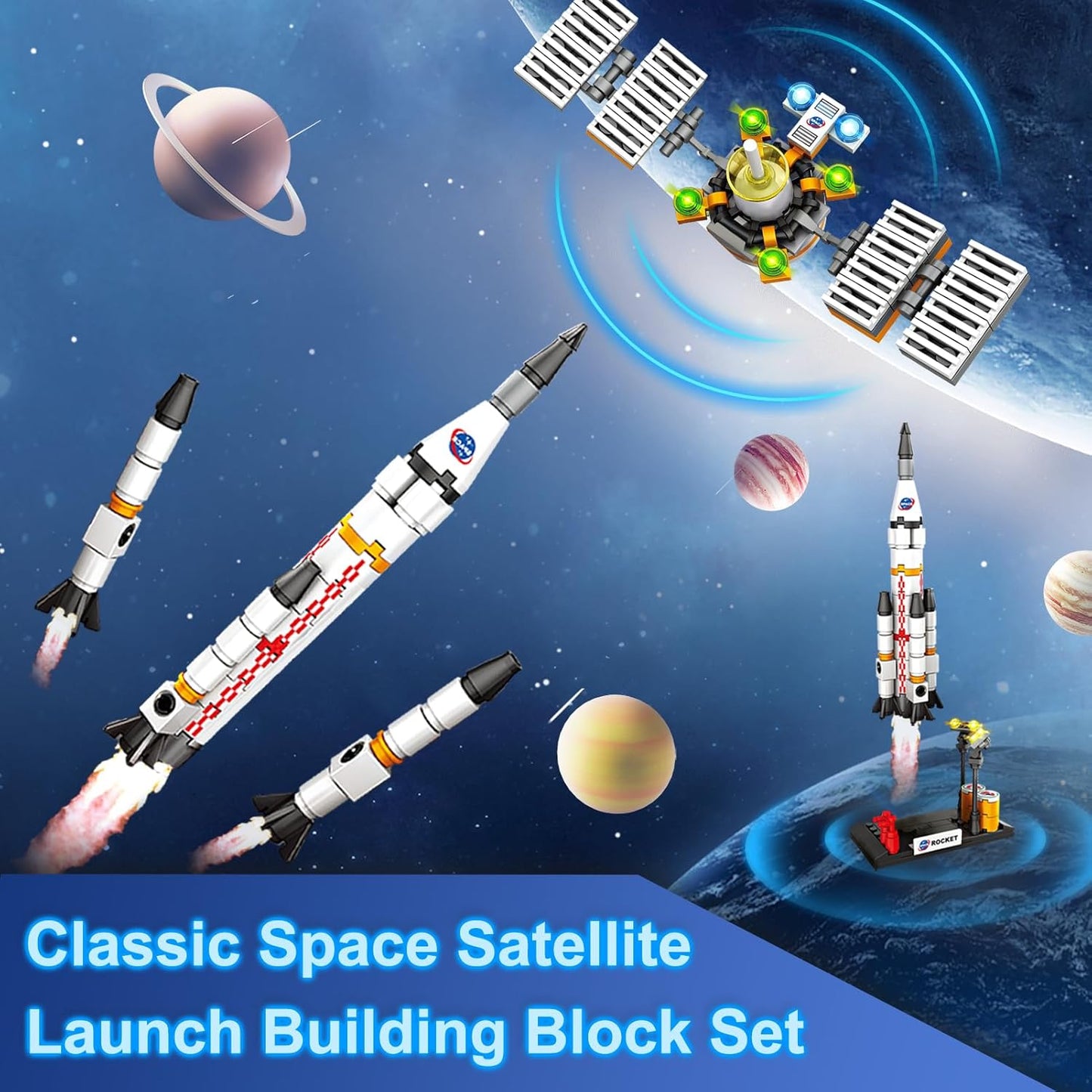 Space Exploration Shuttle Toys for Boys, STEM Aerospace Building Kit Toy with Rocket, Space Shuttle, Moon Buggy and Satellite, Best Gifts for 6, 7, 8, 9, 10+ Year Old Boys (415 PCS)