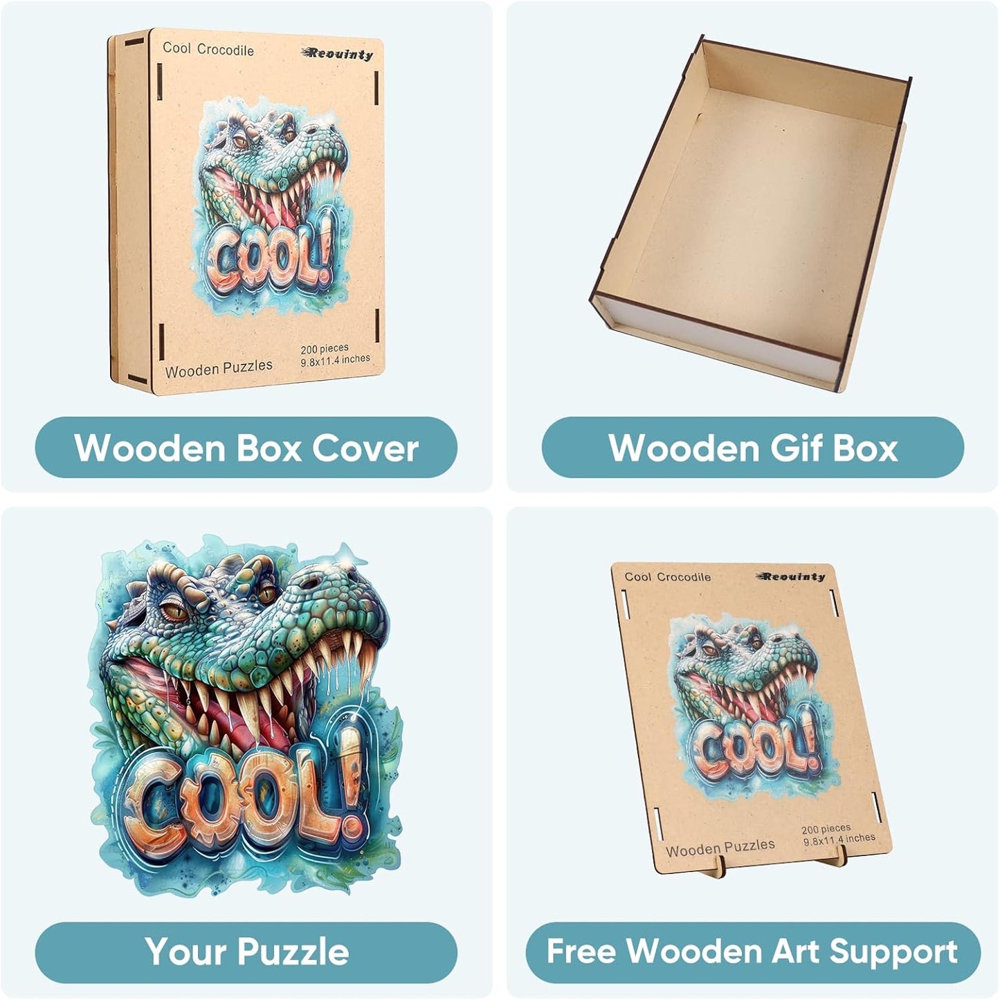 Wooden Puzzles for Adults 500 Pieces, Cool Crocodile Jigsaw Puzzles Animal Unique Shaped Wood Cut Puzzle Gifts for Adults and Kids, Family Puzzle Games