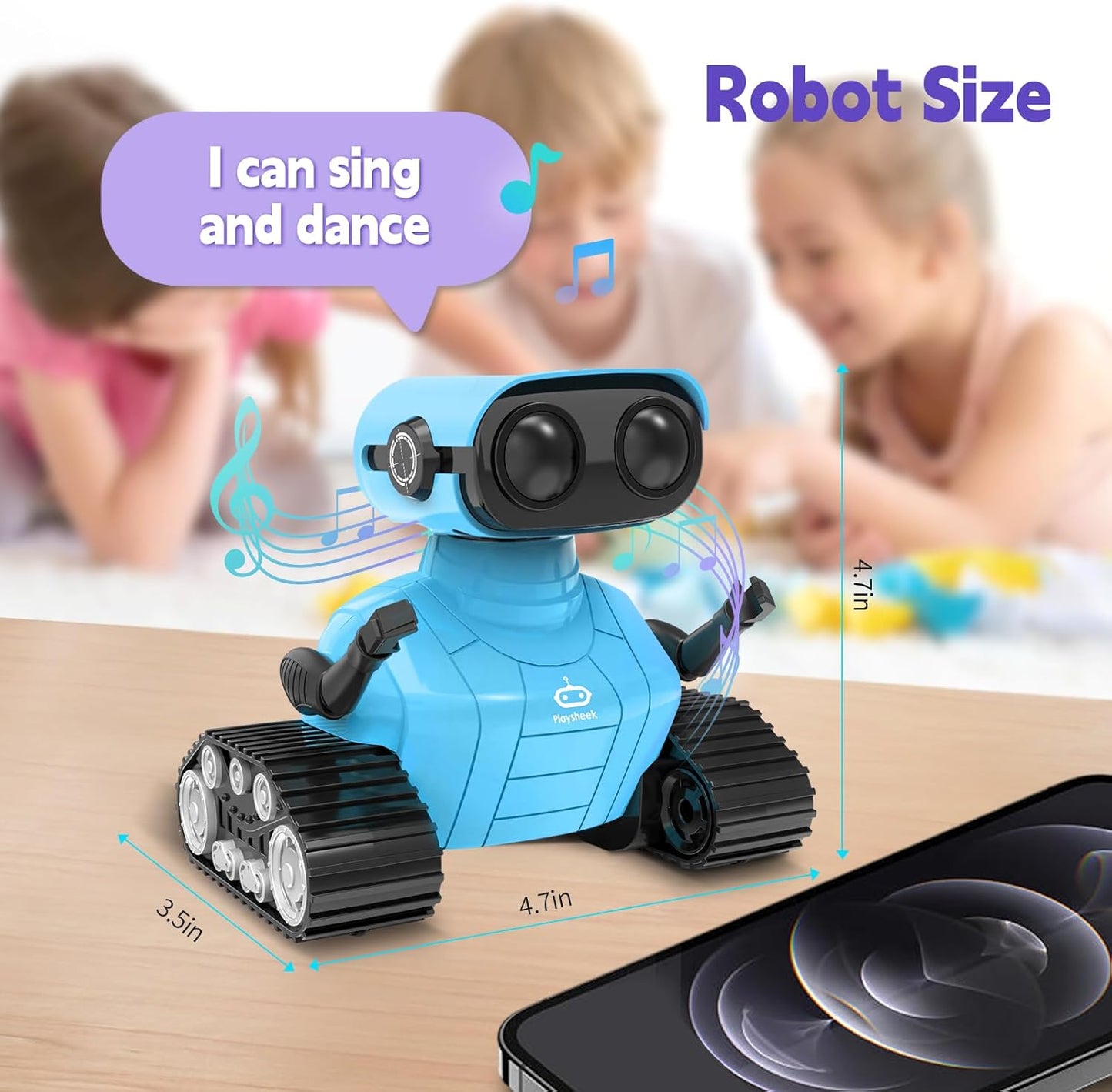 Robot Toy - Rechargeable Emo RC Robot with Auto-Demo for Kids, Age 3+ - Blue